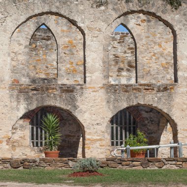 Arched Masonry Courtyard of the Historic Old West Spanish Mission San Jose National Park clipart