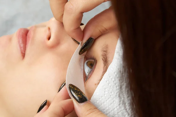 The process of preparing for eyelash extension — Stock Photo, Image