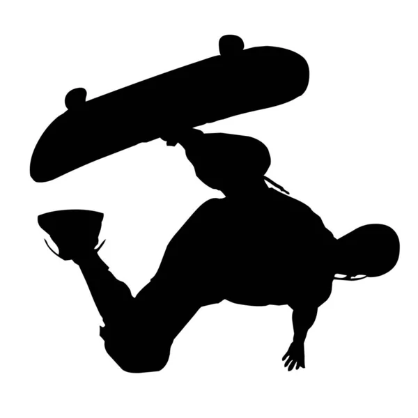 Silhouette Man Skateboarding Vector — Stock Vector
