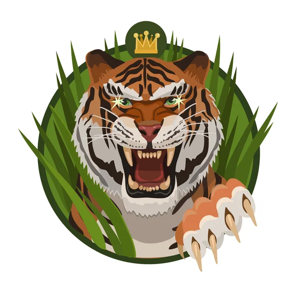 King tiger growls — Stock Vector