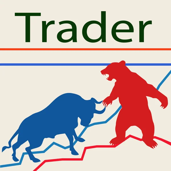 Trader bulls and bears — Stock Vector