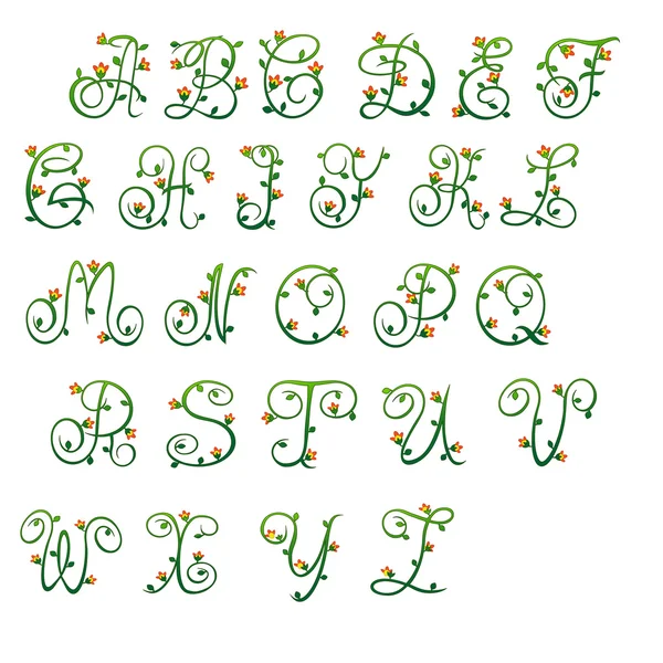 Letras verde y rojo brotes — Archivo Imágenes Vectoriales