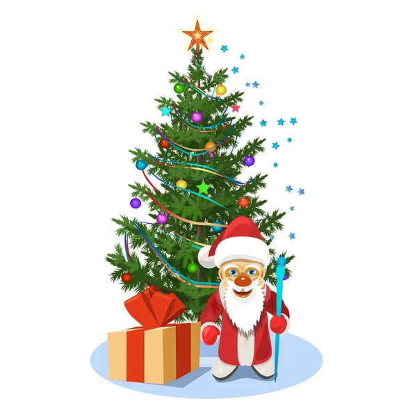 Karácsonyfa Mikulás ajándékok — Stock Vector