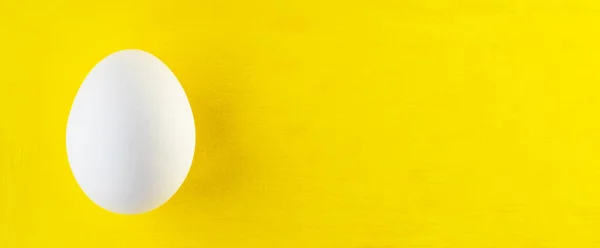 stock image egg isolated on yellow background with space for your text