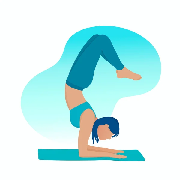 Young Active Attractive Girl Doing Yoga Mat Ganda Bherundasana Pose — Stockvector