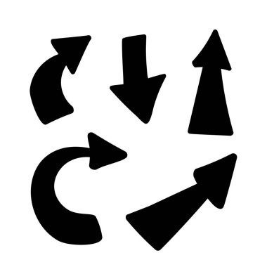 Beyaz arka planda siyah beyaz bir ok seti. Çizgi Romanlar Soyut Graffiti Gösterim Vektörü Resimlerini Çizer