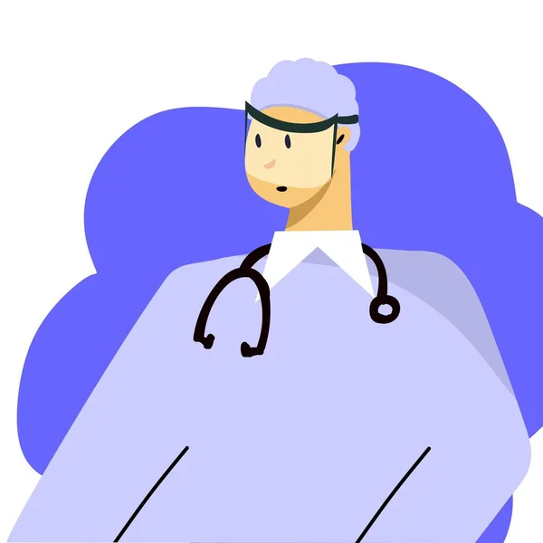 Manlig läkare i en mask vektor illustration. Begreppet medicin och hälsoskydd. Förebyggande av sjukdomar och virusinfektioner. — Stock vektor