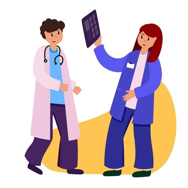 A doctor, a medical worker in work clothes. Fighting covid-19 viruses. vector illustration — 스톡 벡터