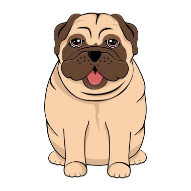 Pug vektör çizimi. Şirin köpek. Komik çizgi film karakteri.