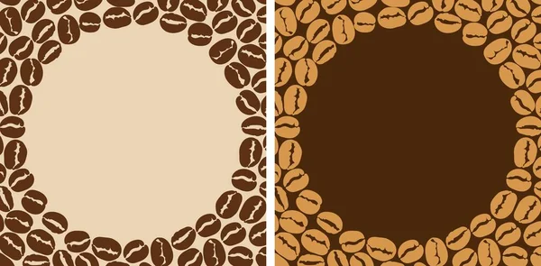 Koffieboon frame op een donkere en lichte achtergrond. Voor gebruik bij het bedrukken op ansichtkaarten, posters. Vectorillustratie — Stockvector