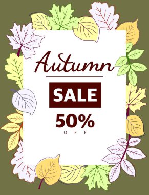 Sonbahar yapraklarından yapılmış bir çerçeve. Yapraklar meşe, huş ağacı, kavak, akçaağaç. Sonbahar teması. Kopyalamak için yer var. Yazdırma, posterler, kartpostallar, web siteleri için uygulanabilir. 