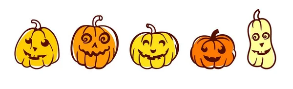 Ensemble Pièces Citrouille Halloween Illustration Vectorielle — Image vectorielle