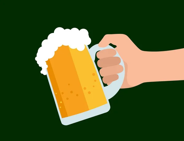 Une Main Avec Une Tasse Bière Oktoberfest Illustration Vectorielle Pour — Image vectorielle