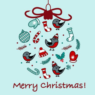 Noel ağacı oyuncağı şeklinde bir Noel kartı. Noel ve Yeni Yıl kavramı.