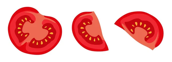 Rebanadas Tomate Sección Varios Ángulos Ilustración Vectorial Concepto Para Pegatinas — Archivo Imágenes Vectoriales