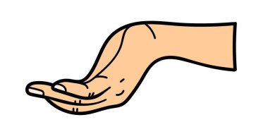 Uzatılmış el. Tekstil, ambalaj kağıdı, hediyelik eşya, baskı, posterler, kartpostallar üzerinde kullanmak için. Vektör illüstrasyonu.