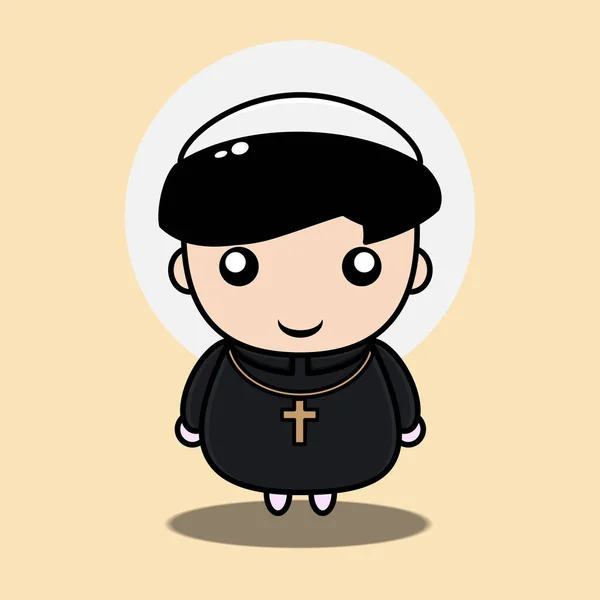 シンプルで面白いコンセプトの可愛い牧師のキャラクター — ストックベクタ