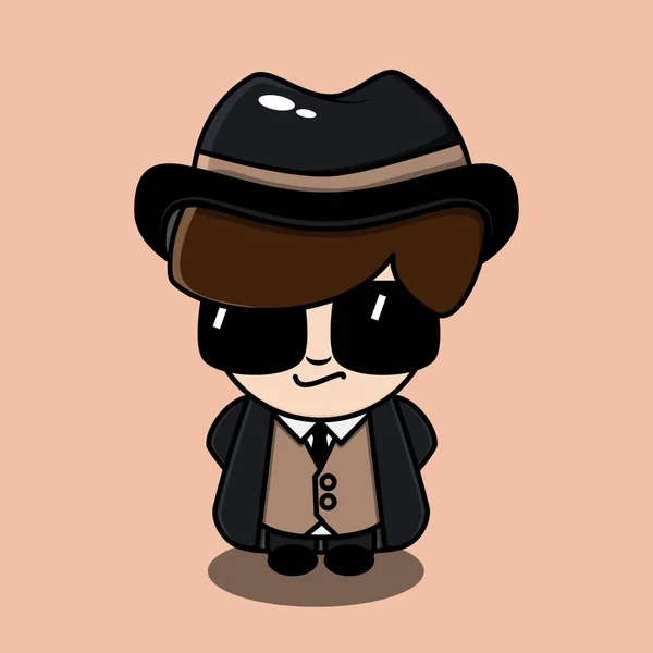 Personnage Mafia Mignon Avec Concept Simple — Image vectorielle