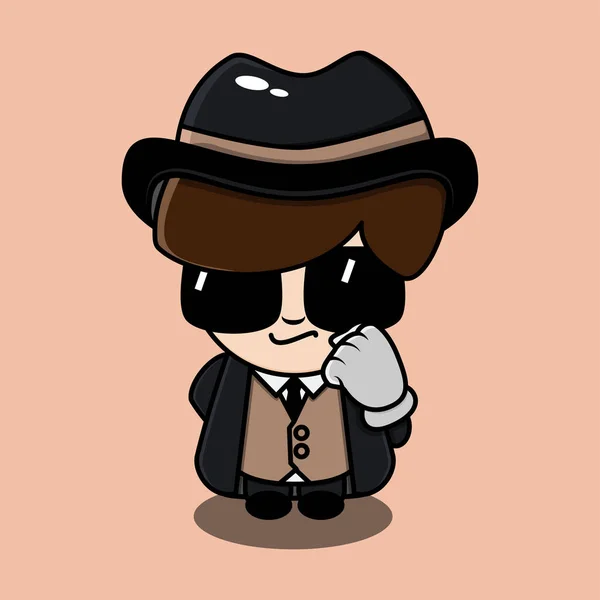 Personnage Mafia Mignon Avec Concept Simple — Image vectorielle