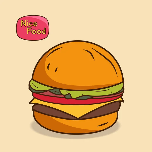 Burger Wirh Χαριτωμένο Έννοια Handrawing — Διανυσματικό Αρχείο