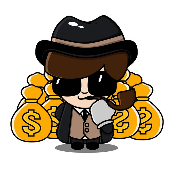 Cute Money Mafia Simple Concept — Stock Vector