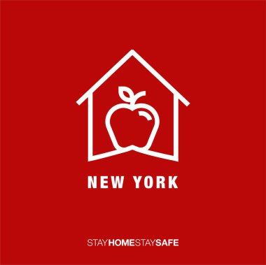 Coronavirus 'a karşı özgürlüğün eşsiz logo kompozisyon heykeli. N-covid (Covid-19) 2019 New York, ABD 'de, ABD' de virüs salgını, karantina. New York, New York 'ta 