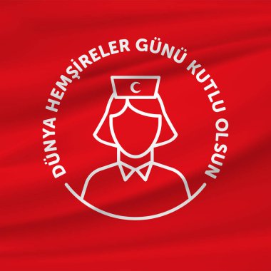 12 Mayıs Uluslararası Hemşire Günü için tasarlanmış gerçekçi kırmızı kalp ve stetoskop. Hemşireler günü için el yazısı mesajı. Teşekkürler doktor ve hemşireler. (Dnya hemireler gn kutlu olsun, 12-18 Mays Hemireler haftas kutlu olsun)