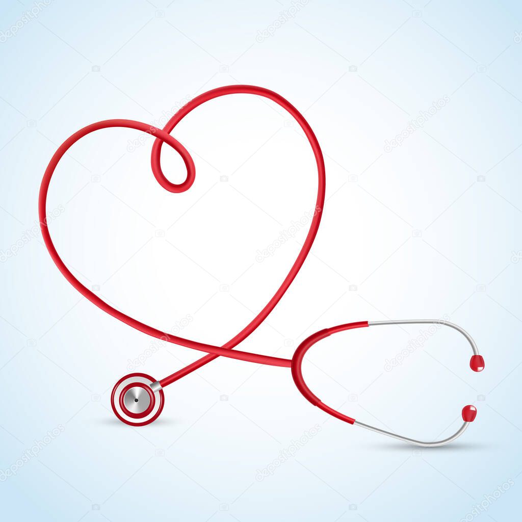 Realistic red heart and stethoscope designed for 12 May International Nurse Day. Calligraphy text greeting for the nurses day. Thank you doctor and Nurses.  (Dnya hemireler gn kutlu olsun, 12-18 Mays Hemireler haftas kutlu olsun)