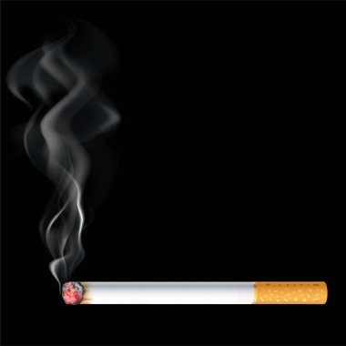 Realistic No Smoking sign on black background for May 31st World No Tobacco Day. Vector Illustration.Smoke steam with cigarettes clipart