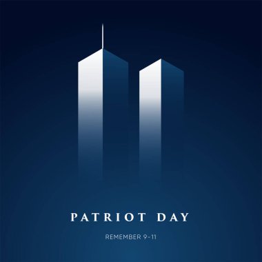 11 Eylül Vatanseverlik Günü afişi. ABD Vatanseverlik Günü kartı. 11 Eylül 2001. Seni asla unutmayacağız. Vatanseverlik Günü için vektör tasarım şablonu. 