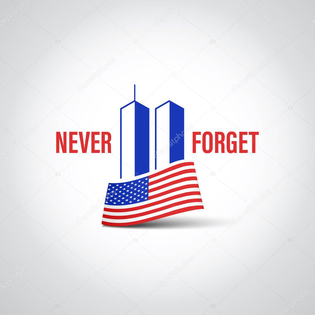 9/11 Patriot Day banner. USA Patriot Day card. September 11, 2001. We will never forget you. Vector design template for Patriot Day. 