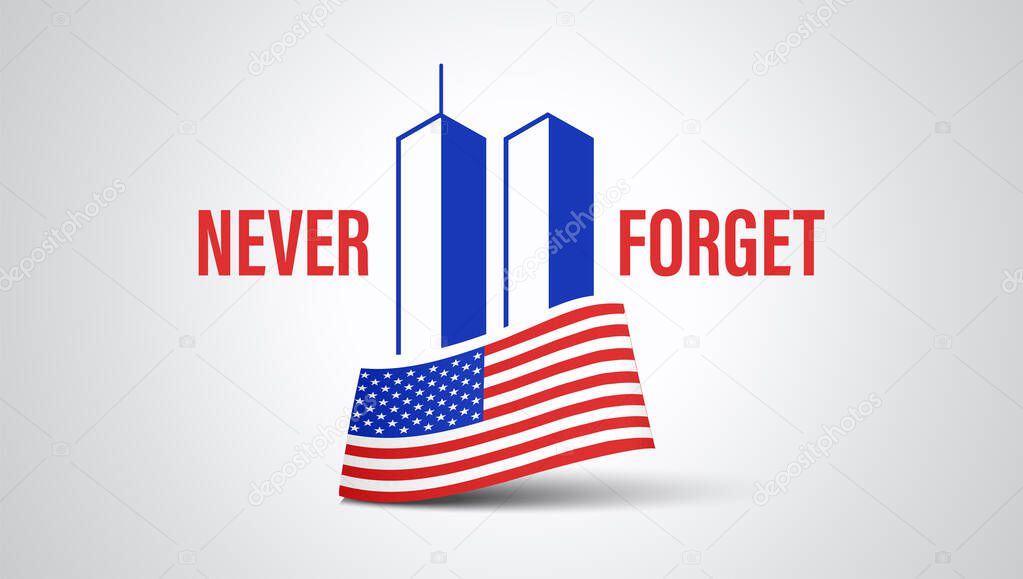 9/11 Patriot Day banner. USA Patriot Day card. September 11, 2001. We will never forget you. Vector design template for Patriot Day. 