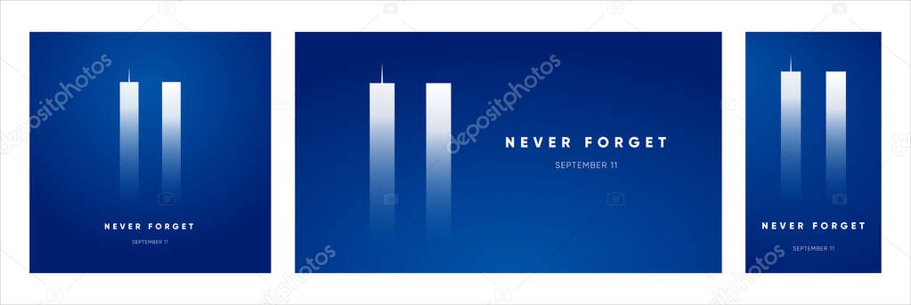 New York, USA - September 3, 2020: 9/11 Patriot Day banner. USA Patriot Day card. September 11, 2001. We will never forget you. Vector design template for Patriot Day. 