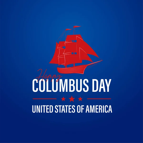 Columbus Day Découvreur Amérique Drapeau Navire Des Etats Unis Bannière — Image vectorielle