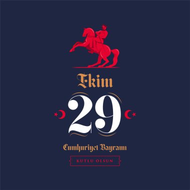 29 ekim Cumhuriyet Bayrami kutlu olsun, Cumhuriyet Günü Türkiye. Tercümesi: 29 Ekim Türkiye Cumhuriyeti Günü için yaratıcı tasarım, mutlu tatiller. Vektör illüstrasyonu