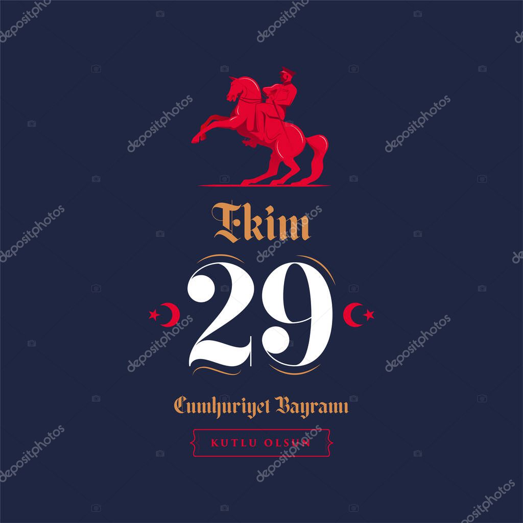 29 ekim Cumhuriyet Bayrami kutlu olsun, Republic Day Turkey. Translation: Creative design for 29 october Turkey Republic Day, happy holiday. Vector illustration