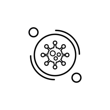 Logo ya da ikon olarak tasarlanmış aşı şişeli şırınga. Coronovirus (covid-19) için hazırlanmış bu simgeler dikkat çekici simgeler 