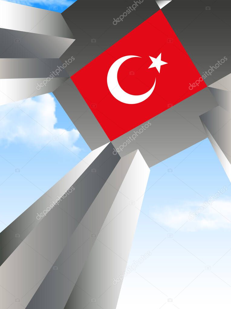 Turkish national holiday of March 18, 1915 the day of the Canakkale Victory background. Monument. Translation: 18 mart, Canakkale Zaferi ve sehitleri anma gunu.