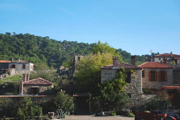 Hermosa Arquitectura Típica Del Egeo Aldea Adatepe Las Montañas Ida — Foto de Stock