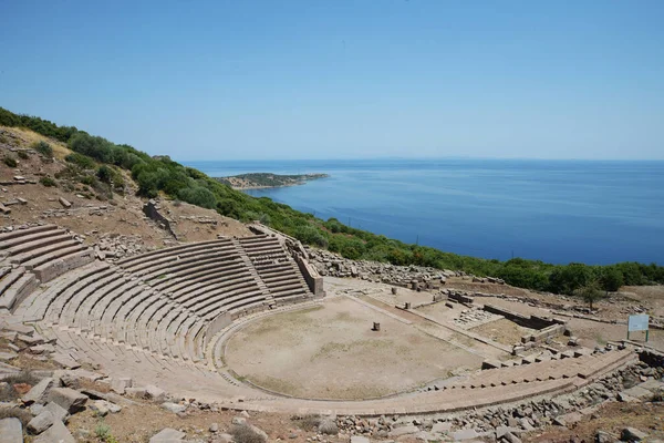 Anfiteatro Antiguo Assos Ruinas Del Anfiteatro Antigua Ciudad Assos Behramkale — Foto de Stock