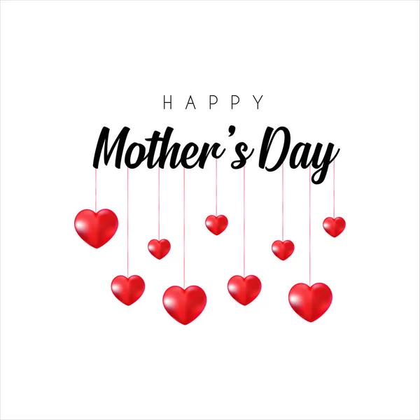 Feliz Texto Del Día Madre Con Flores Aisladas Fondo Letras — Vector de stock