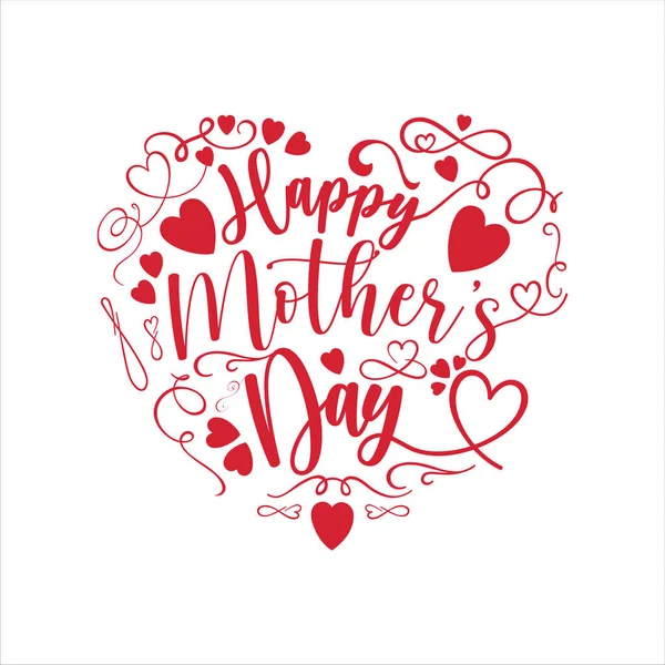 Feliz Texto Del Día Madre Con Flores Aisladas Fondo Letras — Vector de stock