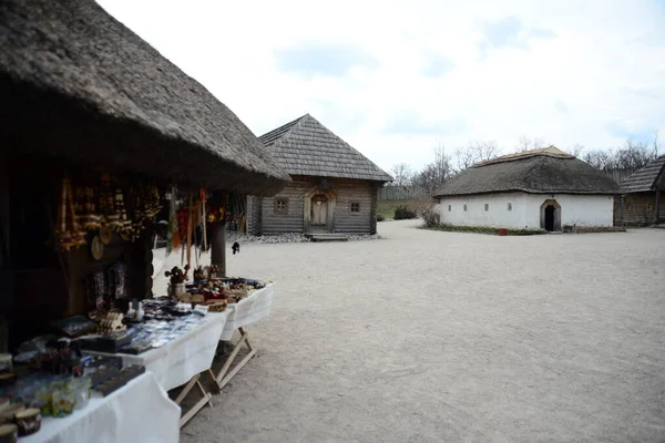 Cossacos Fortaleza Edifício Madeira Zaporozhye Sich Ucrânia Igreja Medieval Ilha — Fotografia de Stock