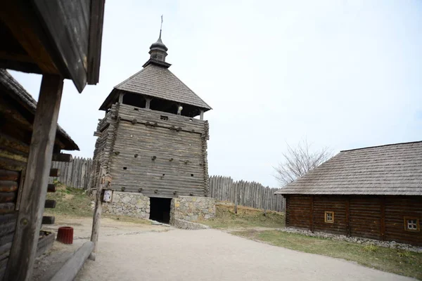 Kazaklar Ukrayna Daki Zaporozhye Sich Teki Ahşap Bina Zaporozhye Deki — Stok fotoğraf