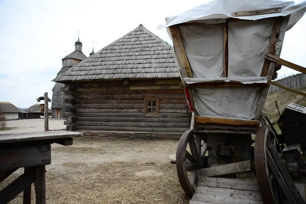 Kozakken Fort Houten Gebouw Zaporozhye Sich Oekraïne Middeleeuwse Kerk Eiland — Stockfoto