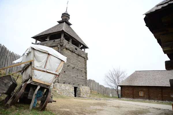 Ξύλινο Κτίριο Φρούριο Κοζάκοι Στην Zaporozhye Sich Στην Ουκρανία Μεσαιωνική — Φωτογραφία Αρχείου