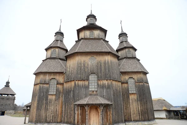 Τυπικό Εσωτερικό Κοζάκων Ξύλινο Κτίριο Στο Zaporozhye Sich Στην Ουκρανία — Φωτογραφία Αρχείου