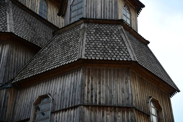 Kozáci Pevnost Dřevěná Budova Zaporozhye Sich Ukrajině Středověký Kostel Ostrově — Stock fotografie