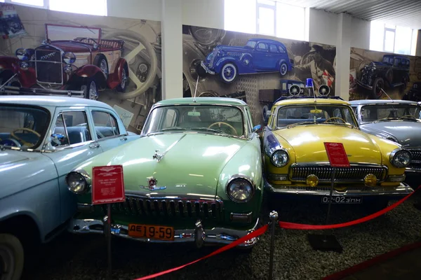 Zaporizhia Ukraine March 2019 Front View Varicolored Cars Museum Soviet — Stock Photo, Image