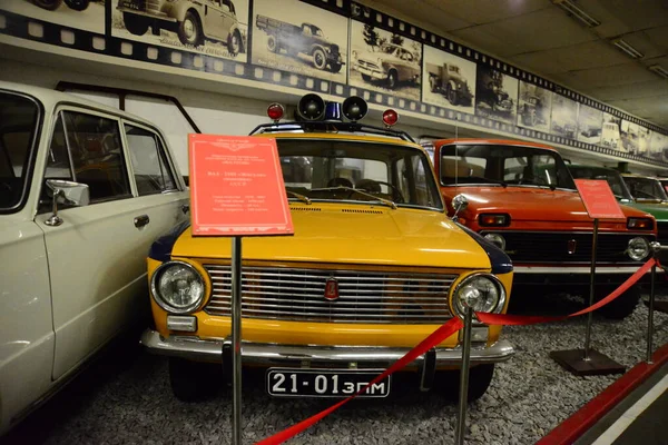 Zaporizhia Ukraine March 2019 Front View Varicolored Cars Museum Soviet — Stock Photo, Image